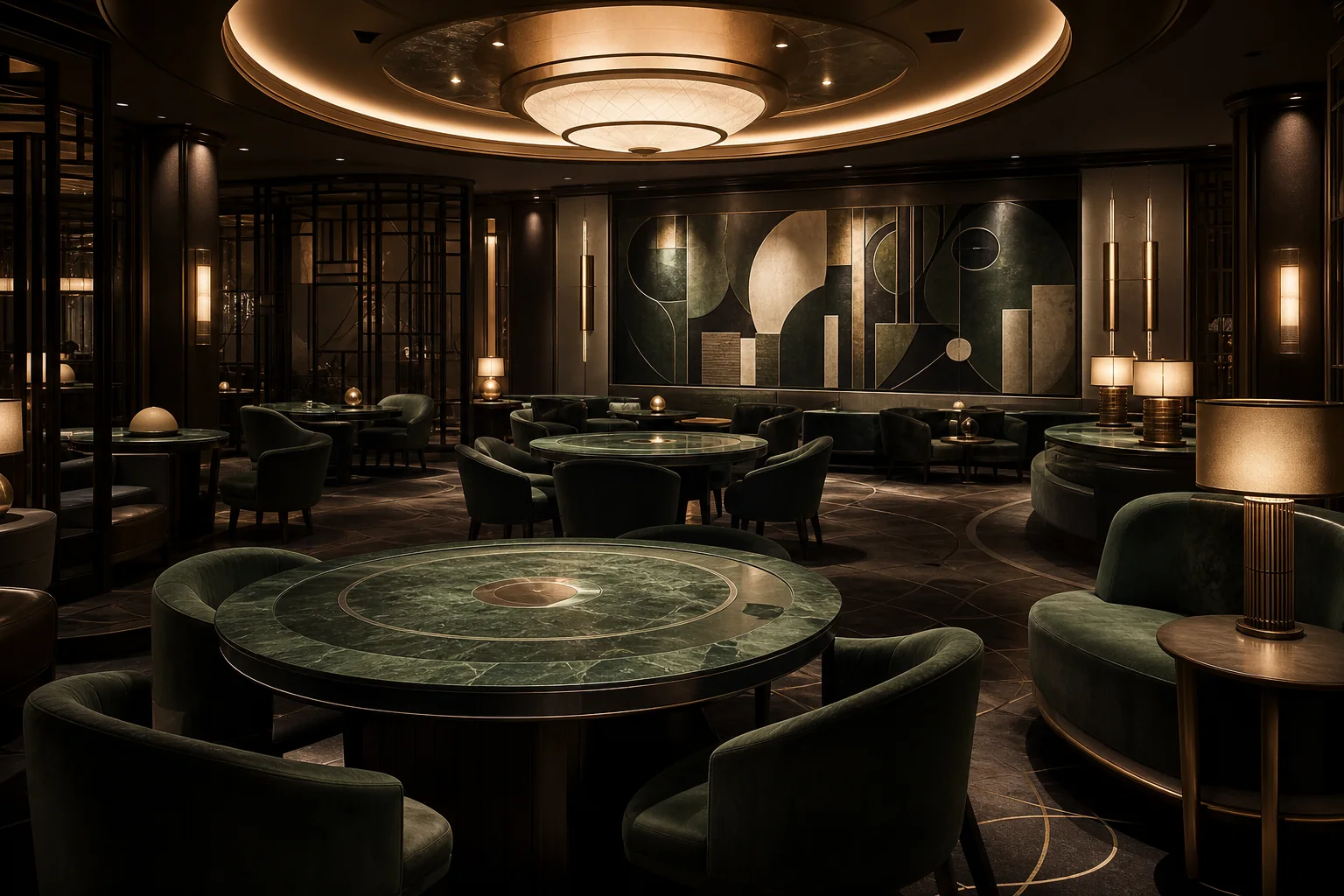 A fictional atmospheric social salon